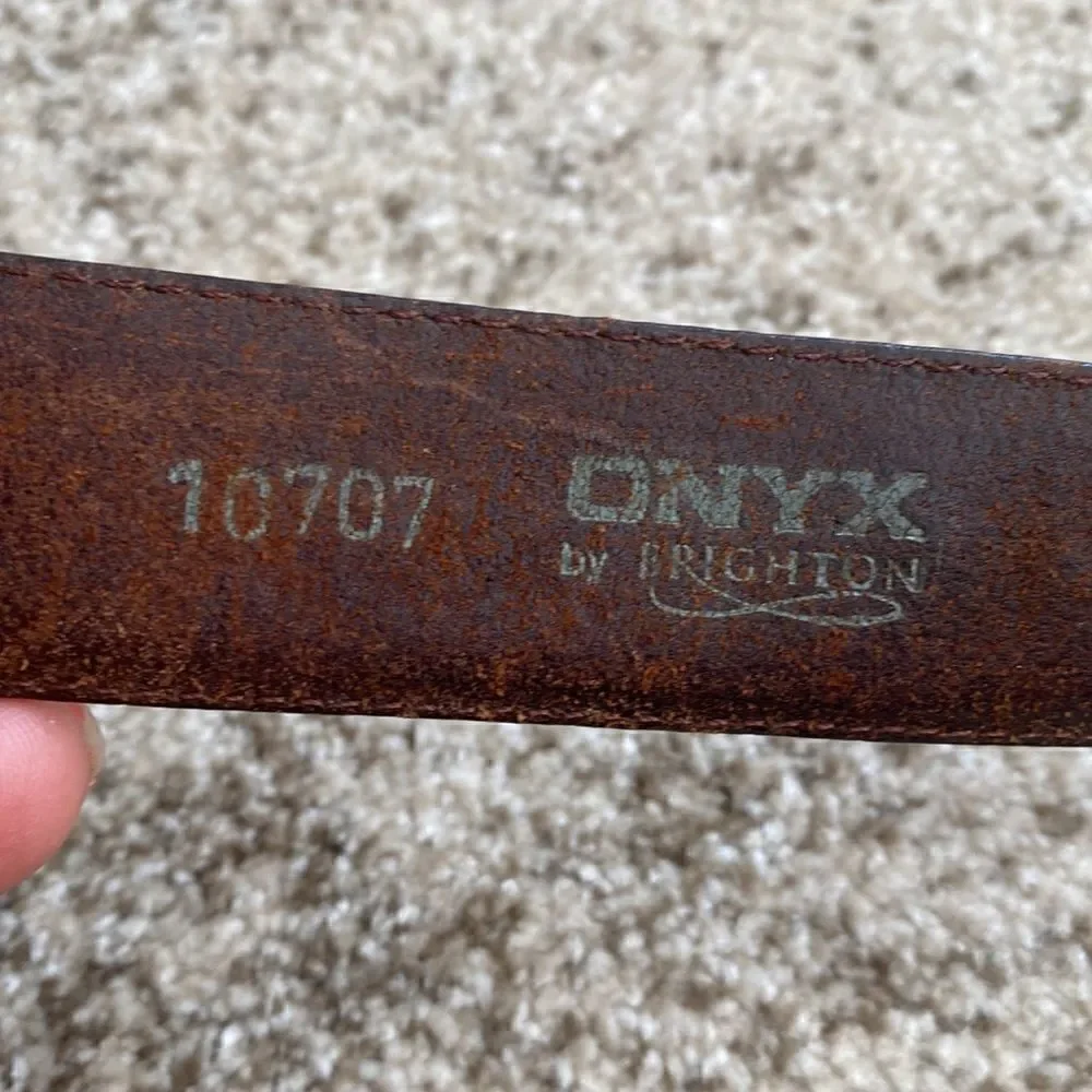 Onyx by Brighton Toronto Taper Leather Belt Brown 44